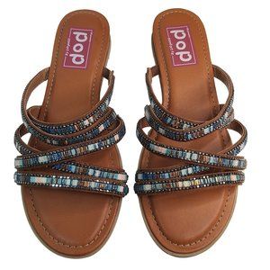 Pop Womens Comfort Fit Slide On Strappy Sandals Size 8.5M